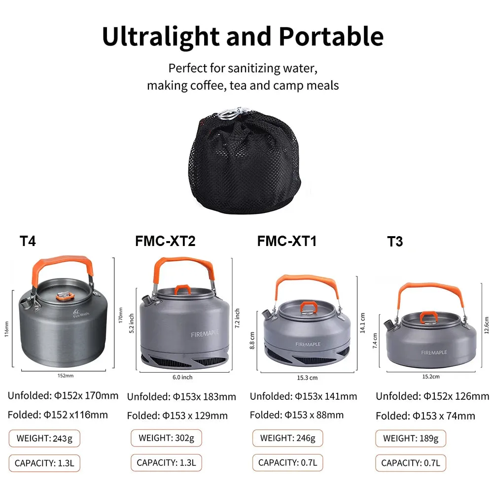 FIRE-MAPLE Hiking Teapot – Lightweight Heat Exchanger Camping Kettle (0.8L/1.3L) with Filter