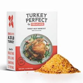 Fire & Flavor Sweet Heat Turkey Brine Kit - Seasonings for Roasting, Grilling, Smoking, and Frying Turkeys - Includes Brining Bag