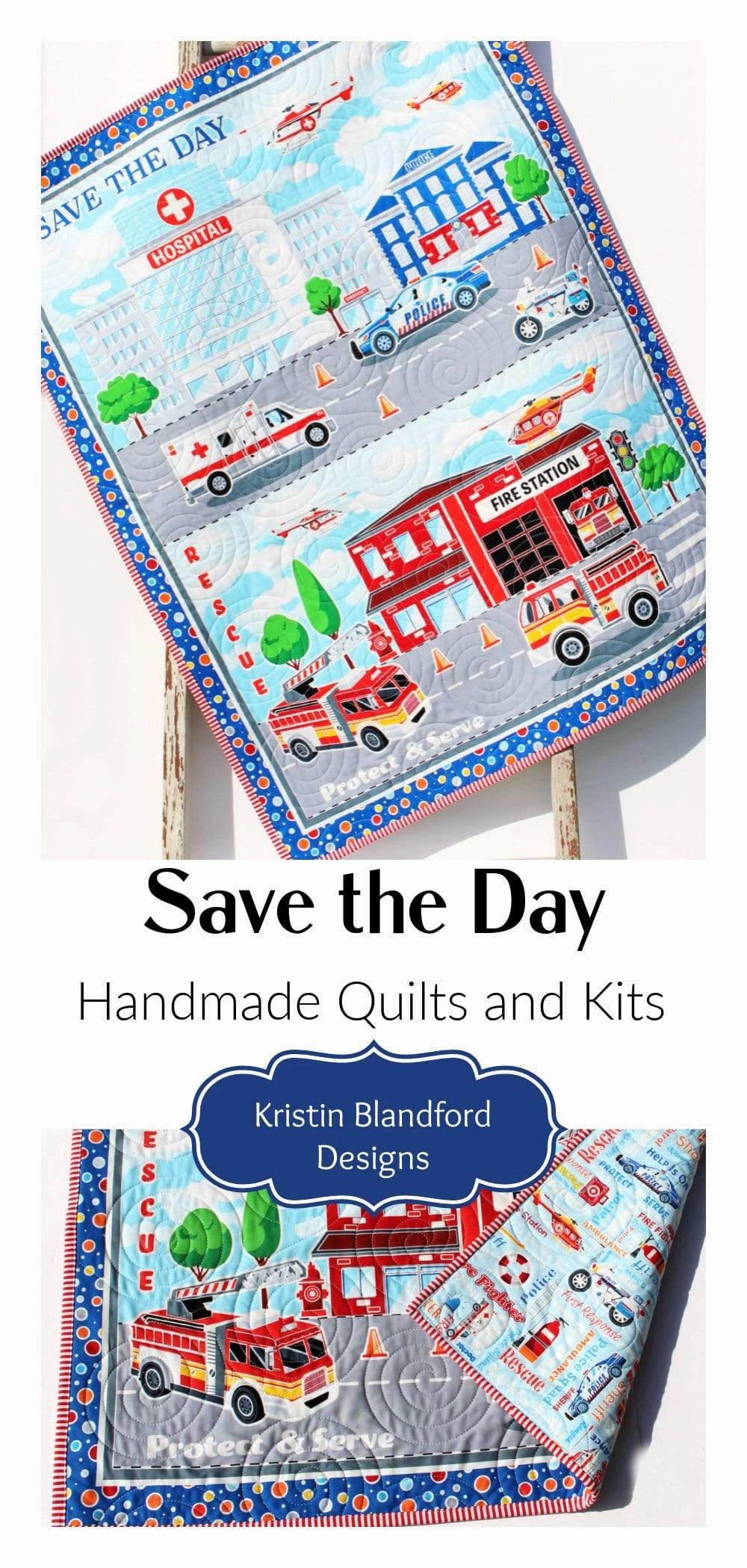 First Responders Handmade Baby Quilt Fire Truck Baby Blanket Police Nursery Bedding Rescue Ambulance Helicopter Safety Hero Boy or Girl