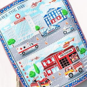 First Responders Handmade Baby Quilt Fire Truck Baby Blanket Police Nursery Bedding Rescue Ambulance Helicopter Safety Hero Boy or Girl