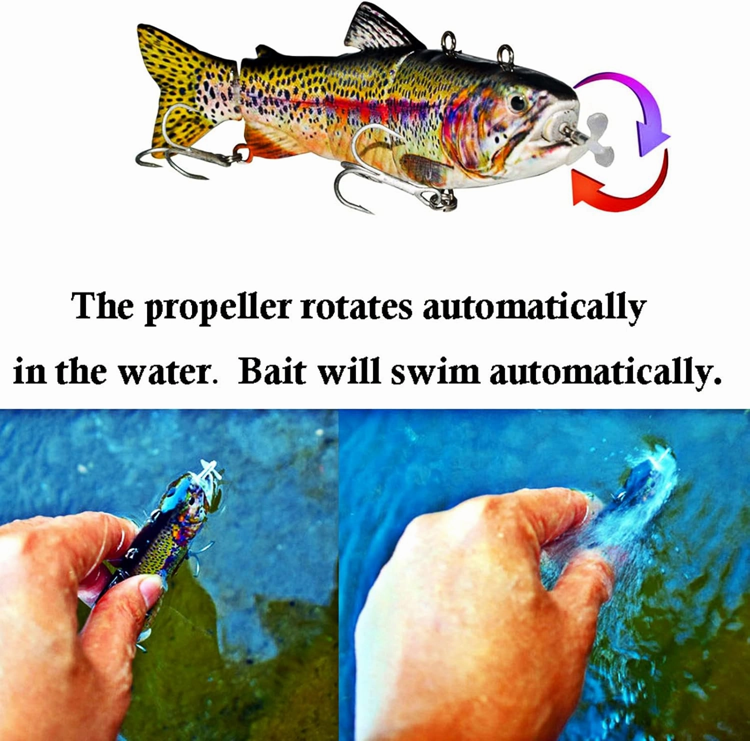 Fishing Lures Electric Lure Swimbait USB Rechargeable Bait Crankbait Automatic Swimming Lifelike Fish Fishing Tackle 5.12"