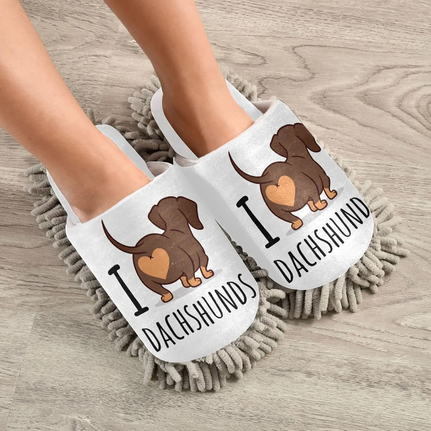 Fisyme Mop Slippers Soft Washable Microfiber Super Chenille Mopping House Home Shoes Mop Slippers for Floor Cleaning