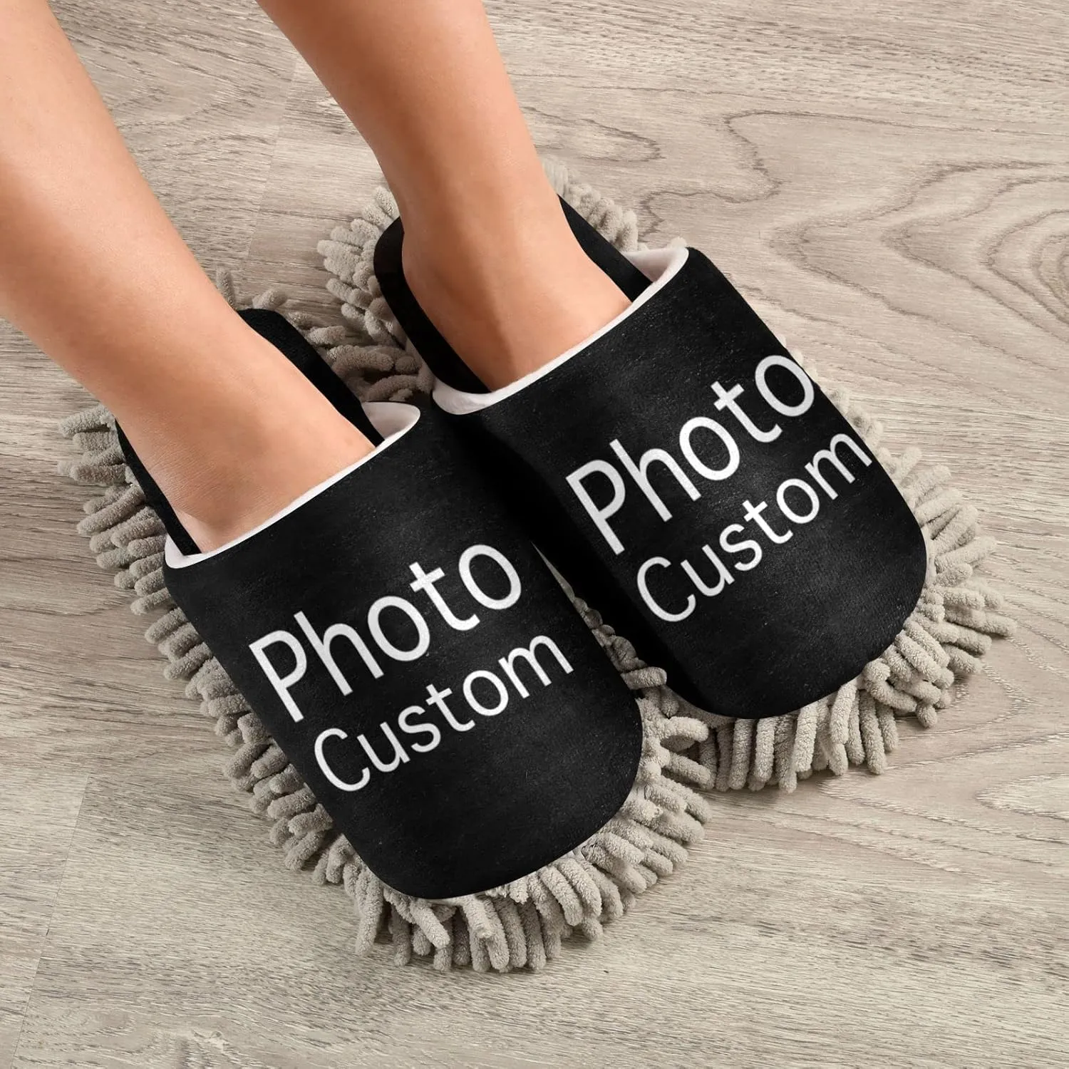 Fisyme Mop Slippers Soft Washable Microfiber Super Chenille Mopping House Home Shoes Mop Slippers for Floor Cleaning
