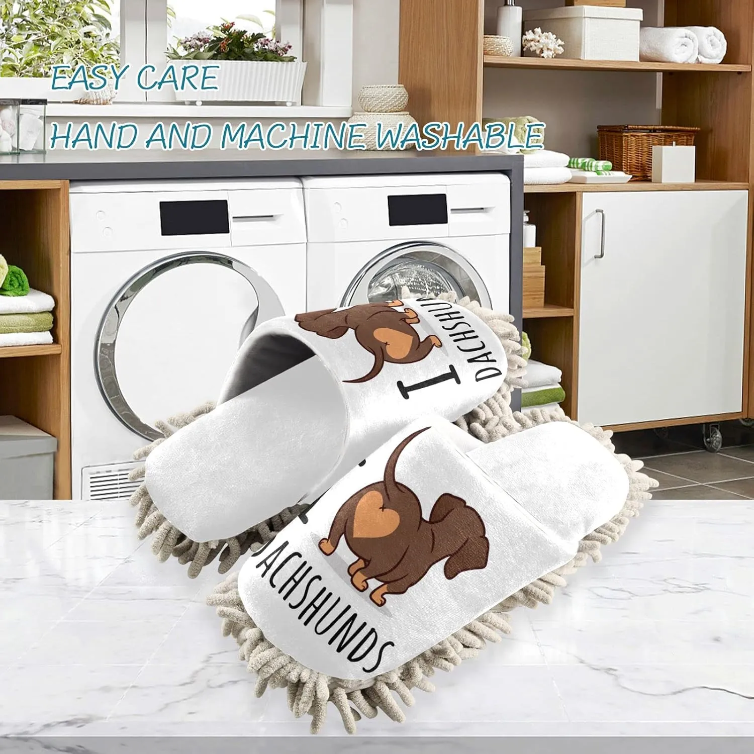 Fisyme Mop Slippers Soft Washable Microfiber Super Chenille Mopping House Home Shoes Mop Slippers for Floor Cleaning