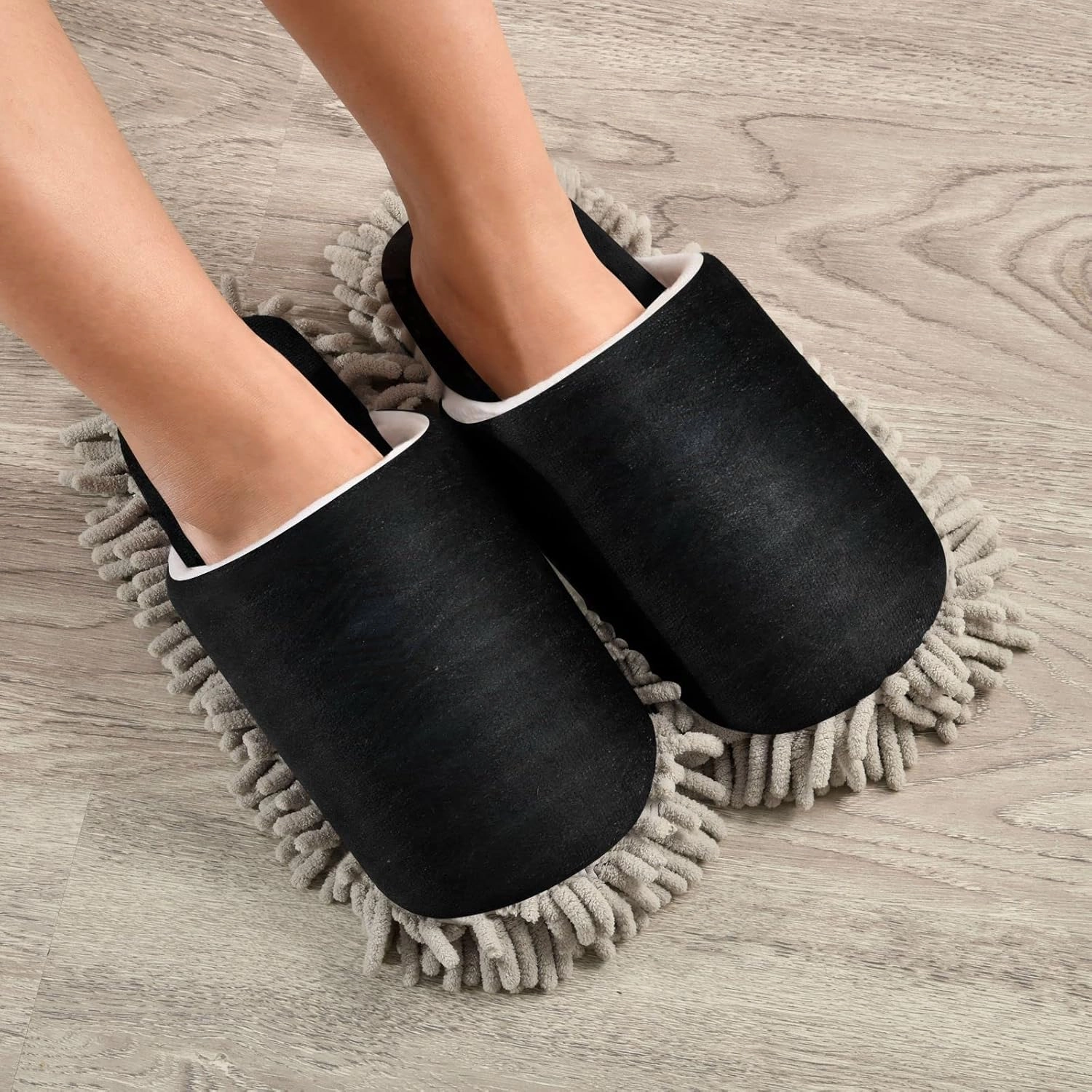 Fisyme Mop Slippers Soft Washable Microfiber Super Chenille Mopping House Home Shoes Mop Slippers for Floor Cleaning