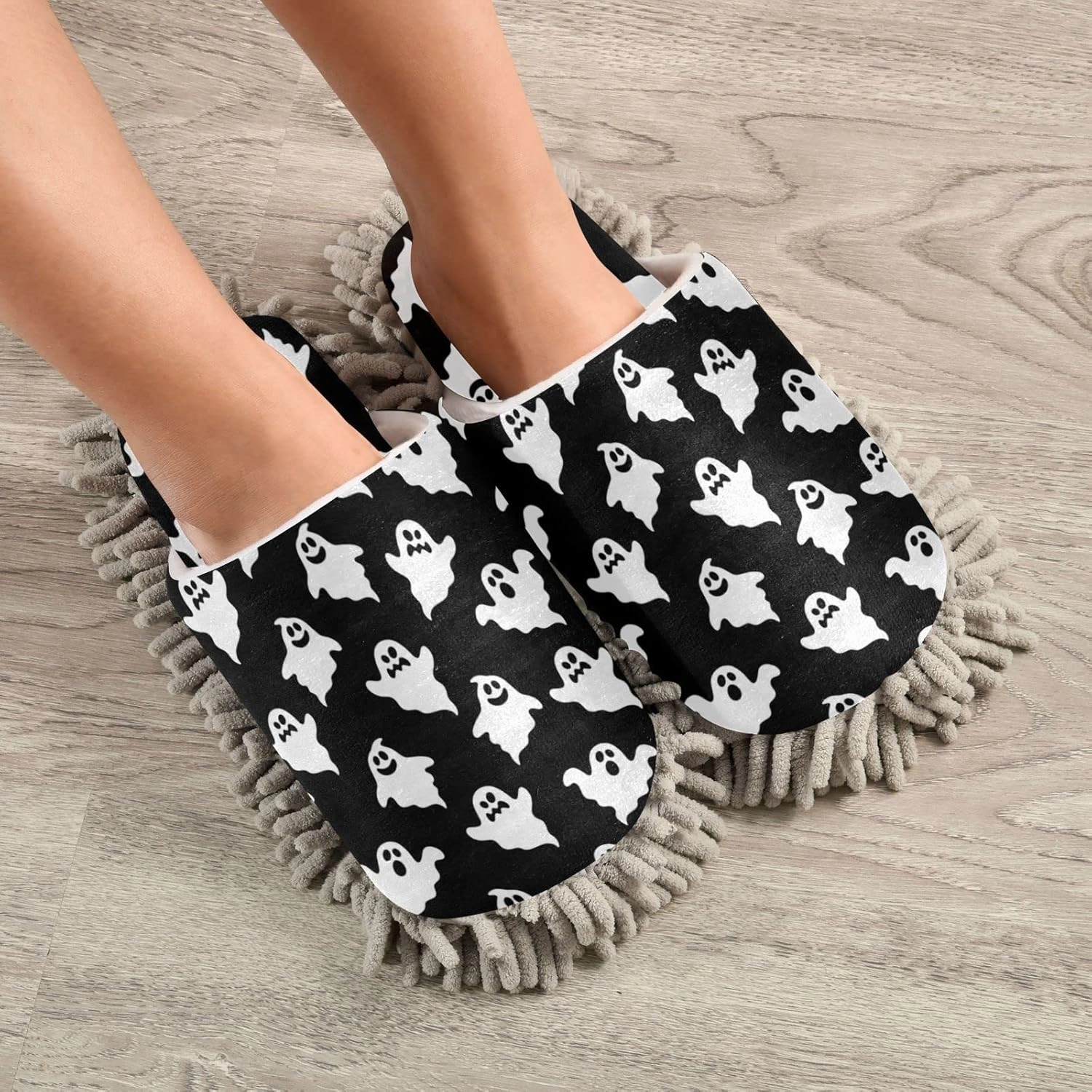 Fisyme Mop Slippers Soft Washable Microfiber Super Chenille Mopping House Home Shoes Mop Slippers for Floor Cleaning