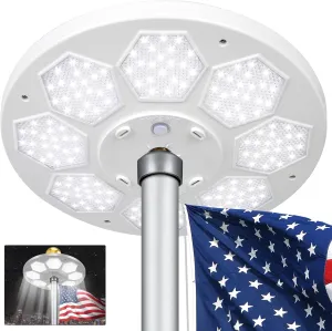 Flagpole Light Solar Powered, 6 Updated Ultra Bright 160 LED for 15-25 Ft Poles, 15 Hour Dusk to Dawn Auto On/Off, Aurora Lighting