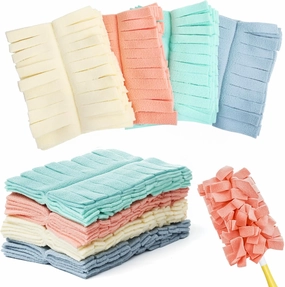 Fleece Duster Refills 8 Pcs Heavy Duty, Washable & Reusable Duster Pads, 360° Effective Cleaning, Scratch Resistant, for Hardwood Floors, Furniture, Pet Hair (4 Colors, 8 Pieces)