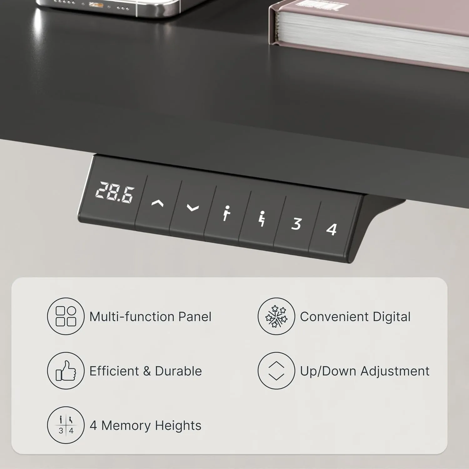 FLEXISPOT EN2 Whole-Piece Standing Desk with Clamp Power Strip, 55 x 28” Electric Stand Up Height Adjustable Desk with Cable Management (Black Frame   55" Black Top, 2 Packages)