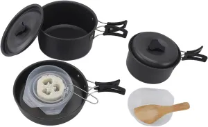 flexman Camping Cookware Set, Removable Portable Camping Pots Pans Frying Pan Bowls Soup Scoop Set for Pots, Pans, Bowls, Soup Spoons, Rice Spatulas for Camping Backpacking Outdoor