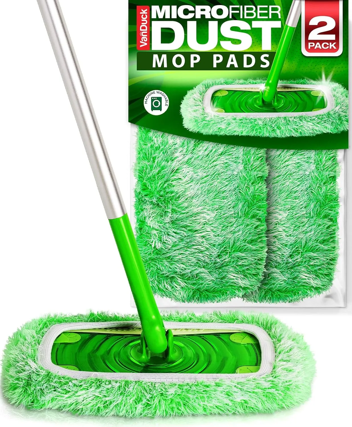 Floor Duster Refill Compatible with Swiffer Sweeper Mop (2 Pack) - Microfiber Pet Heavy Duty Dry Cloth Refills - Reusable Mop Pad