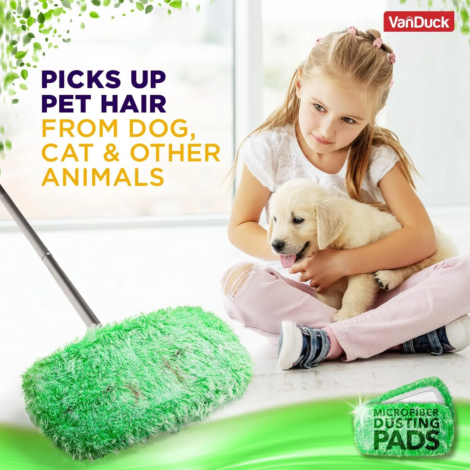 Floor Duster Refill Compatible with Swiffer Sweeper Mop (2 Pack) - Microfiber Pet Heavy Duty Dry Cloth Refills - Reusable Mop Pad