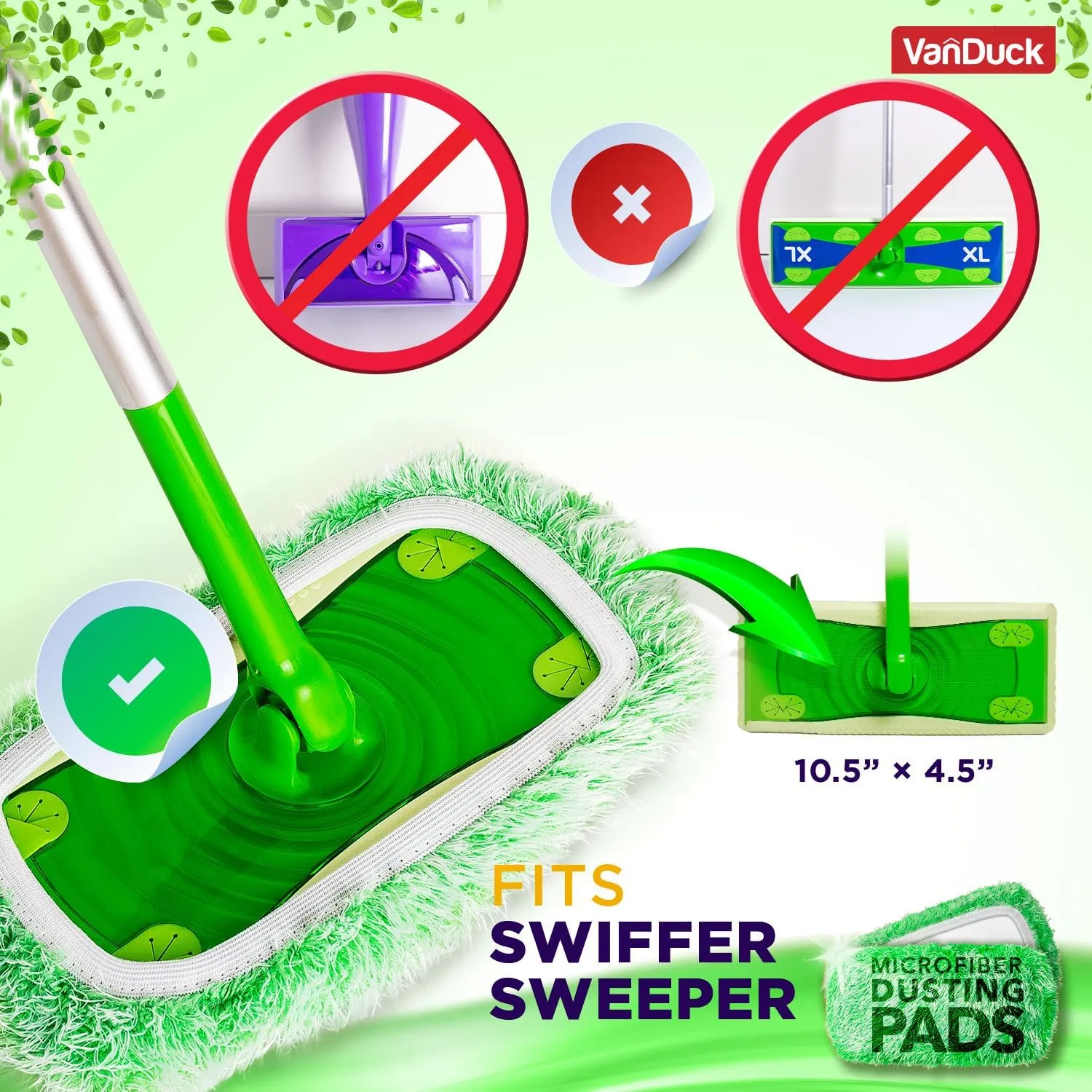 Floor Duster Refill Compatible with Swiffer Sweeper Mop (2 Pack) - Microfiber Pet Heavy Duty Dry Cloth Refills - Reusable Mop Pad