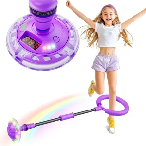 Flooyes Skip Ball for Kids, Ankle Skip Ball Toy with Counter, Timer and Cal Calculator, Girl Birthday Gifts for Age 6 7 8 9 10 , Rechargeable Colorful Flash Wheel Skip Ball for Girls Women