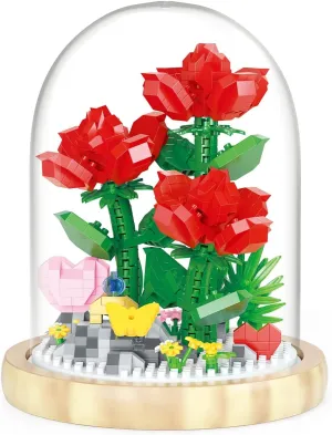 Flower Bouquet Building Set, Mini Bricks Building Blocks Artificial Flowers, DIY Decoration Home, 684 Pieces Botanical Collection Building Toys for Adult Kids Gift, Rose