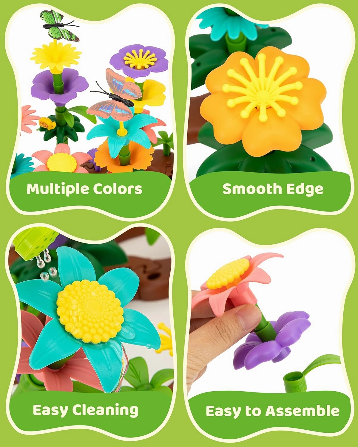 Flower Garden Building Toys for Girls: 322 PCS Kids Gardening Kit Set Gifts for 3 4 5 6 7 Year Old Toddler