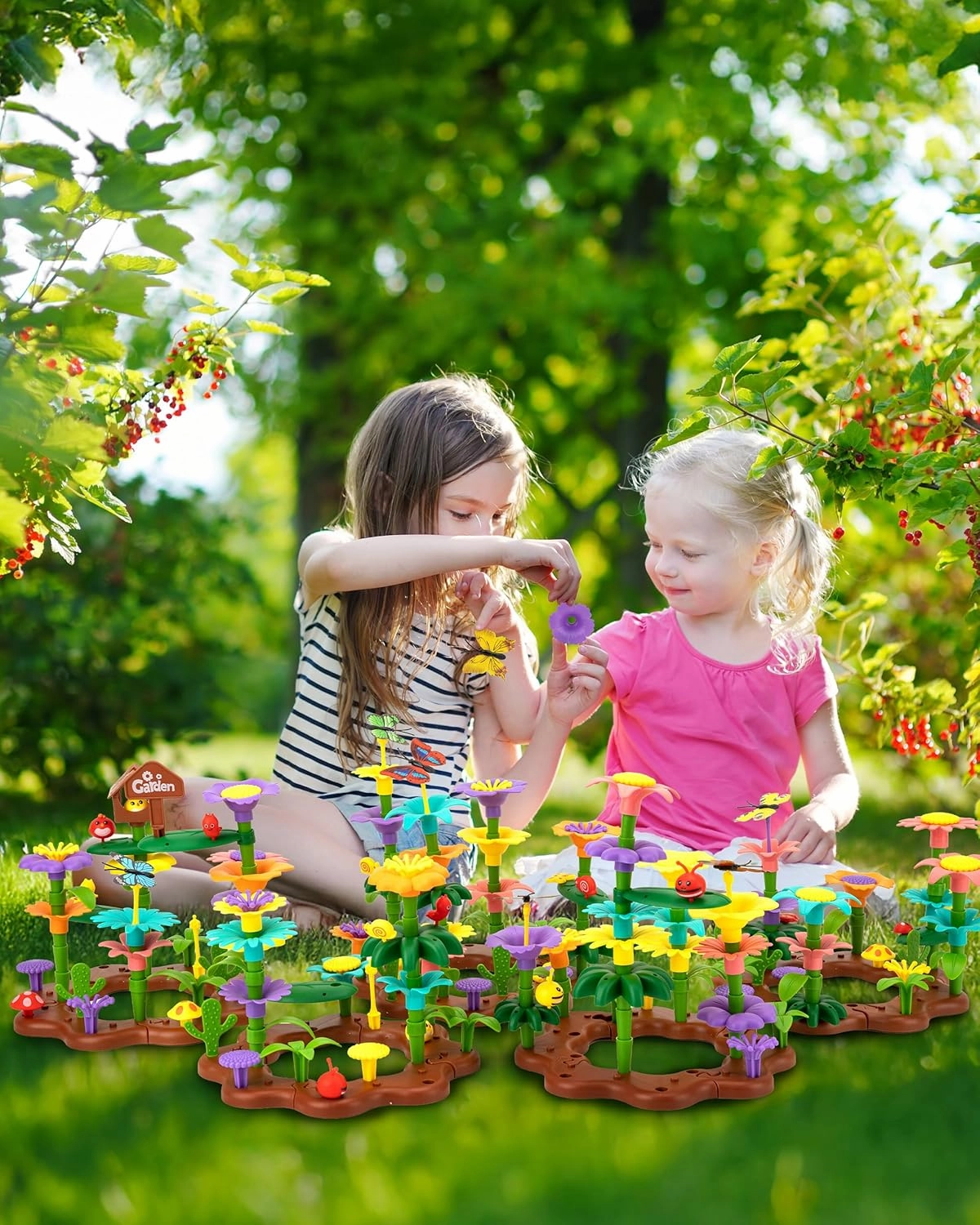 Flower Garden Building Toys for Girls: 322 PCS Kids Gardening Kit Set Gifts for 3 4 5 6 7 Year Old Toddler
