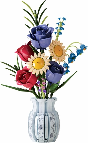 Flowers Bouquet Building Blocks Set with Vase, Red Roses Sunflower Kits Botanical Collection Home Office Decor Mother's Day Birthdays for Adults Mom Women Girls Old Kids Age 8 