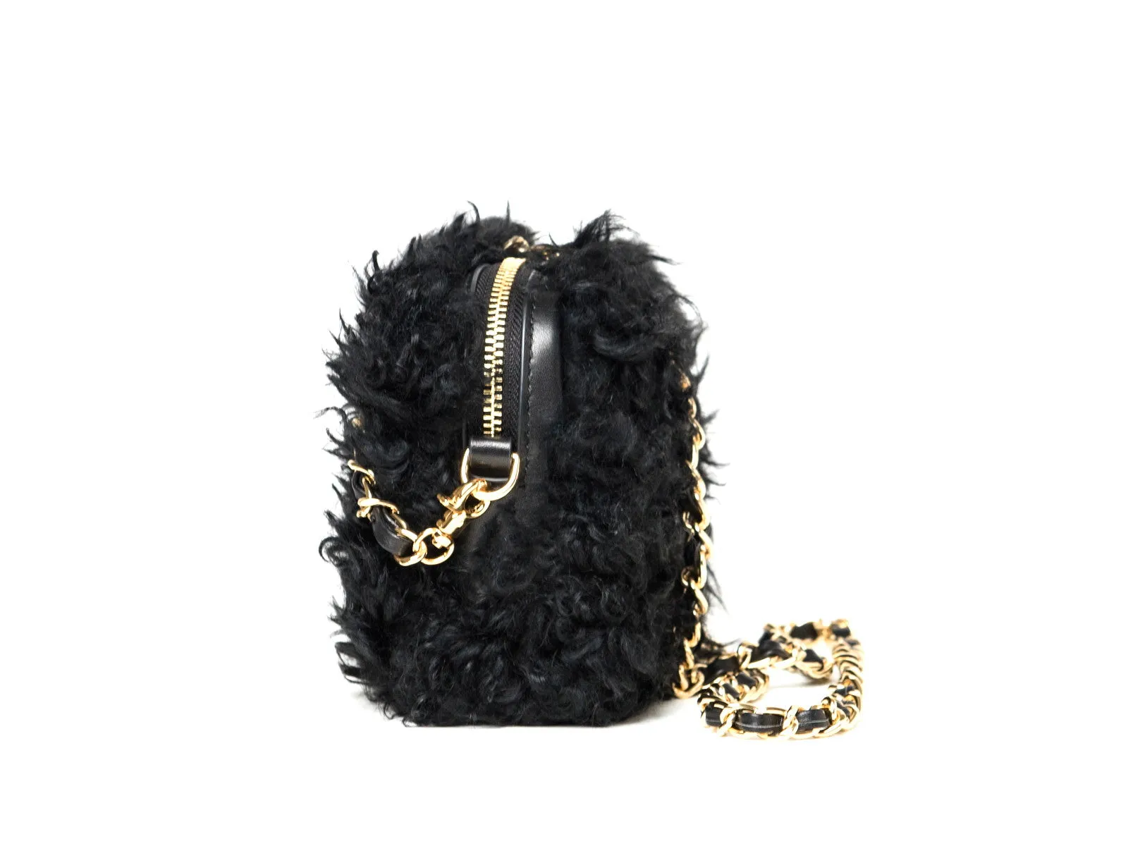 Fluffy Bluff Shearling Clutch - Black Sheep