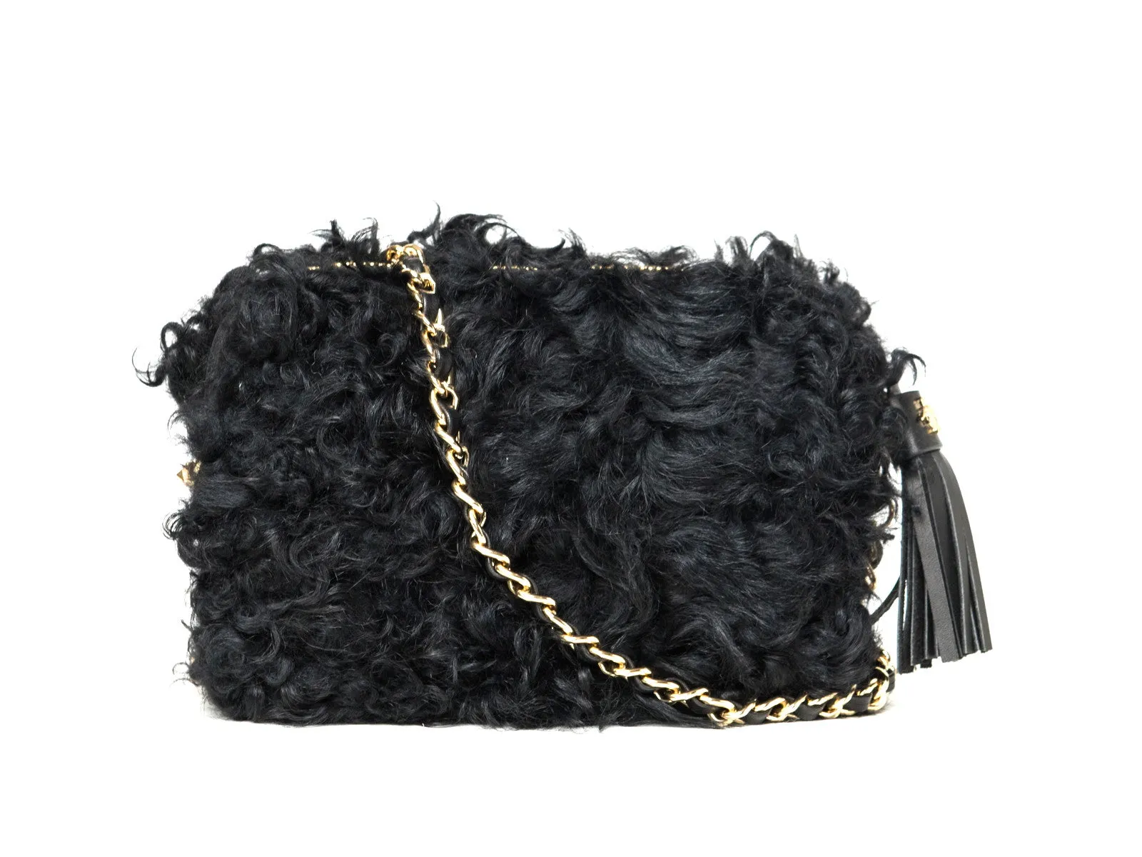Fluffy Bluff Shearling Clutch - Black Sheep