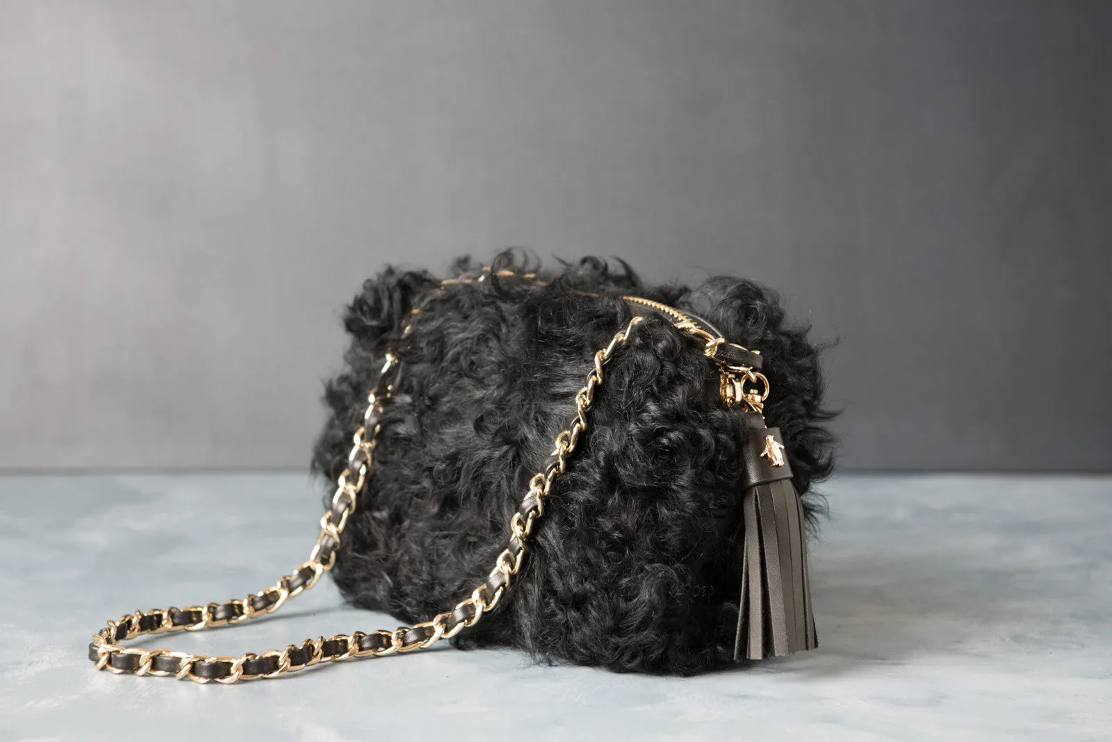 Fluffy Bluff Shearling Clutch - Black Sheep