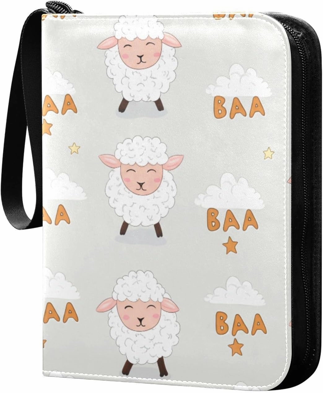Fluffy Sheep Card Binder 4-Pockets, 400 Pockets Card Holder with 50 Removable Sleeves, Trading Card Collector Zipper Album Holder, Collector Album