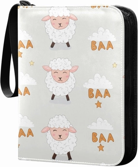 Fluffy Sheep Card Binder 4-Pockets, 400 Pockets Card Holder with 50 Removable Sleeves, Trading Card Collector Zipper Album Holder, Collector Album