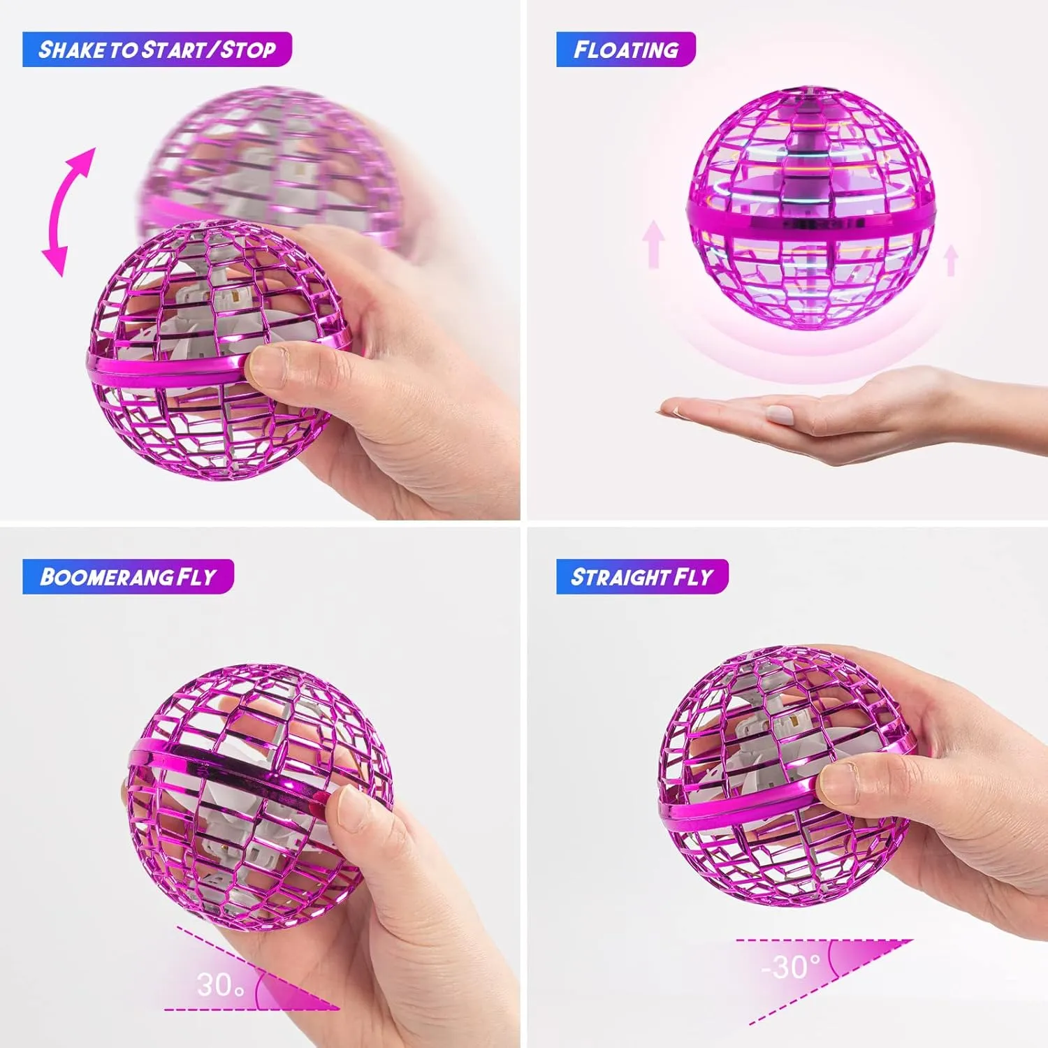 Flying Orb Toy 2023 Galaxy Ball, Cosmic Globe Boomerang Hover Orb, Galactic Fidget Spinner, Hand Drone Ball, Kids Toys for Boys & Girls Age 6-12, Pink