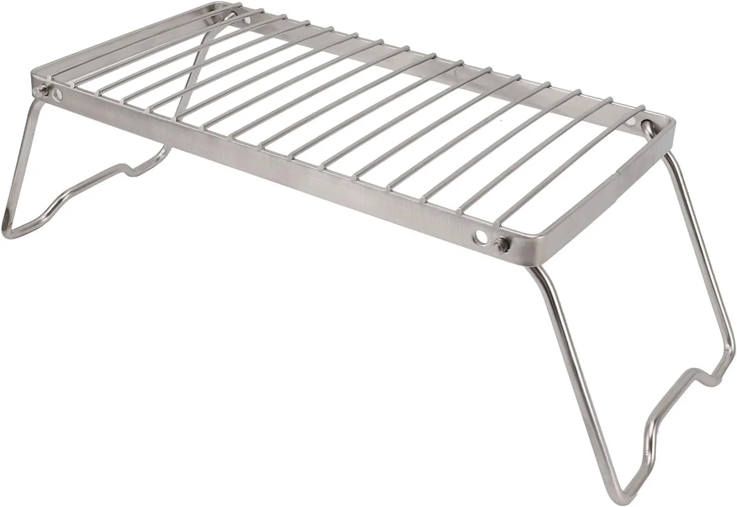 Folding Campfire Grill, Stainless Steel Adjustable Height Camp Grill with Drainage, Thicker Campfire Grill Grate for Outdoor Cooking, Backpacking, and Camping