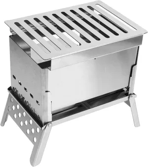 Folding Stove, Stainless Steel Small Wood Stove Camp Stove with Lightweight for Outdoor Hiking
