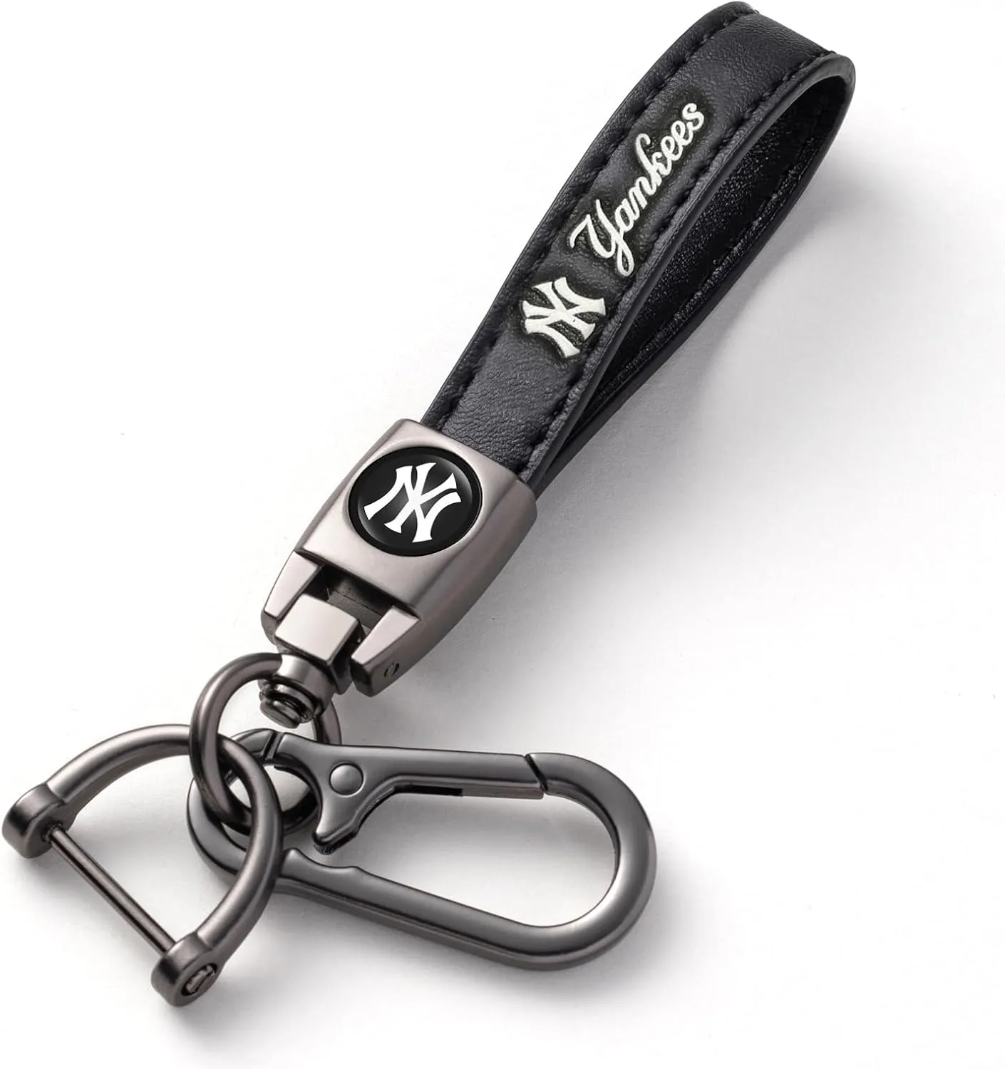 for New York Yankees Baseball Fans Car Keychain Keyring Accessories, Leather Car Key Chain Replacement for Key Fob Holder,Delicate Gifts for Men Women, NY Yankees