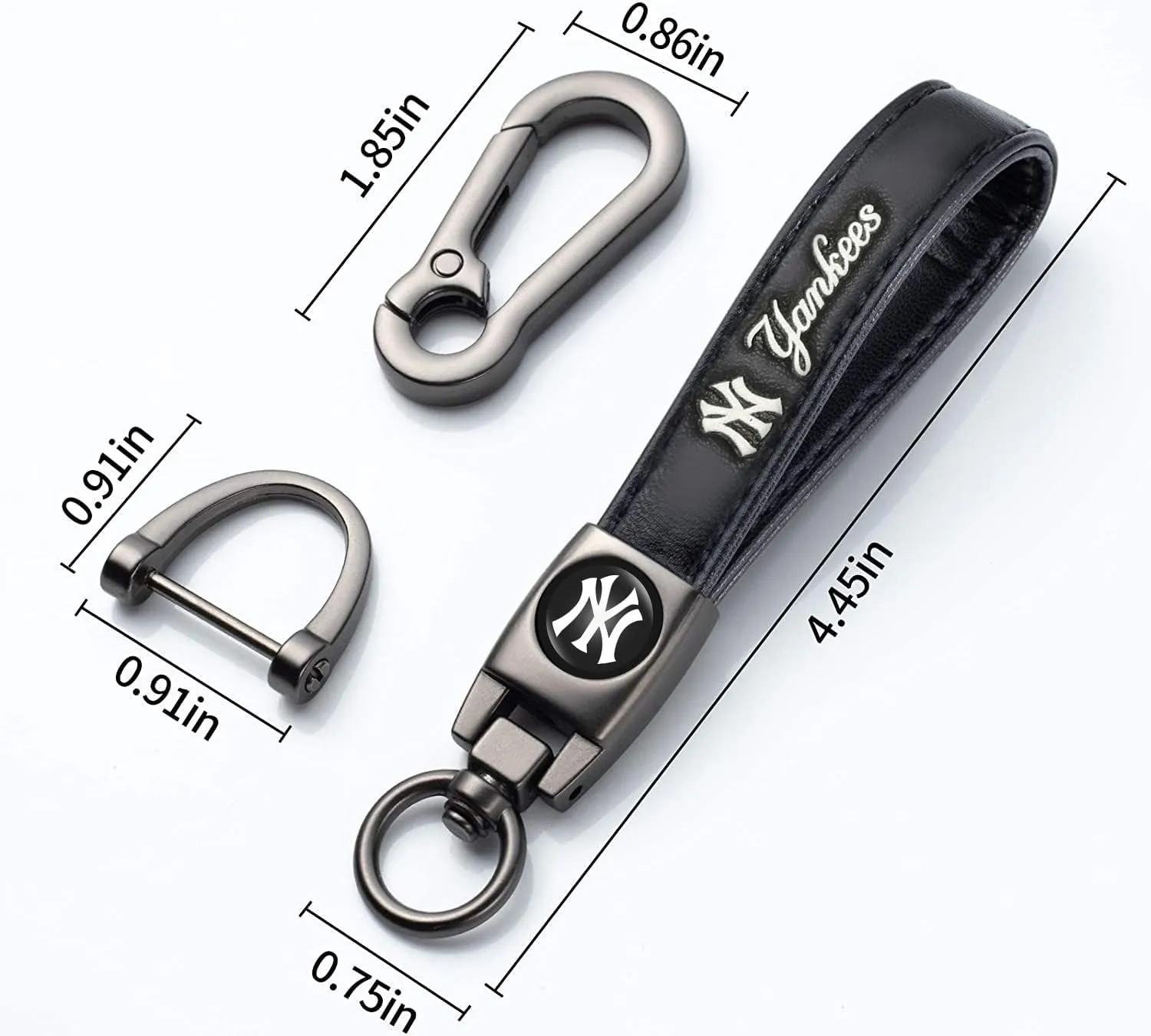 for New York Yankees Baseball Fans Car Keychain Keyring Accessories, Leather Car Key Chain Replacement for Key Fob Holder,Delicate Gifts for Men Women, NY Yankees