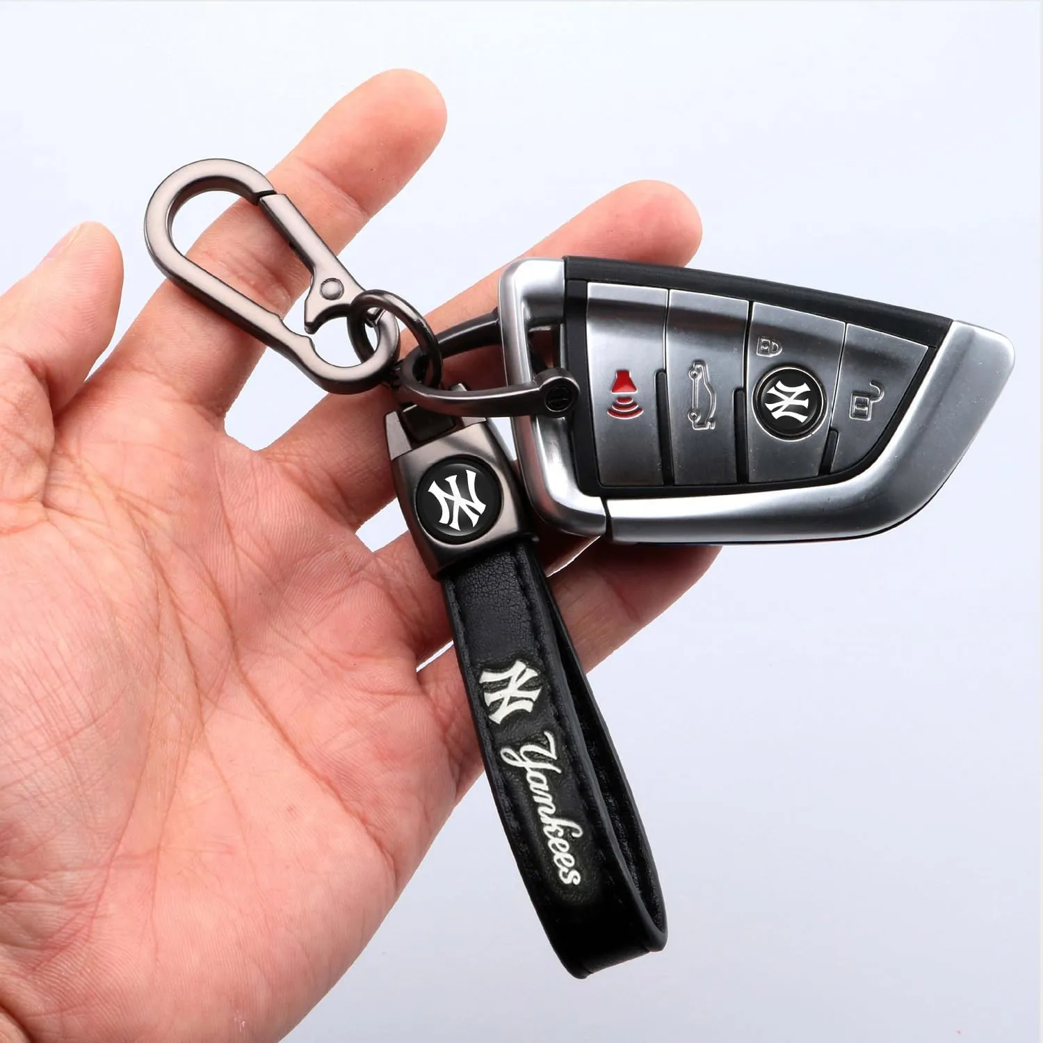 for New York Yankees Baseball Fans Car Keychain Keyring Accessories, Leather Car Key Chain Replacement for Key Fob Holder,Delicate Gifts for Men Women, NY Yankees