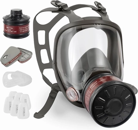 Full Face Gas Mask, Gas Masks Survival Nuclear and Chemical with 40mm Activated Carbon Filter, Reusable Respirator Mask for Gases, Polishing, Vapors, Dust, Chemicals