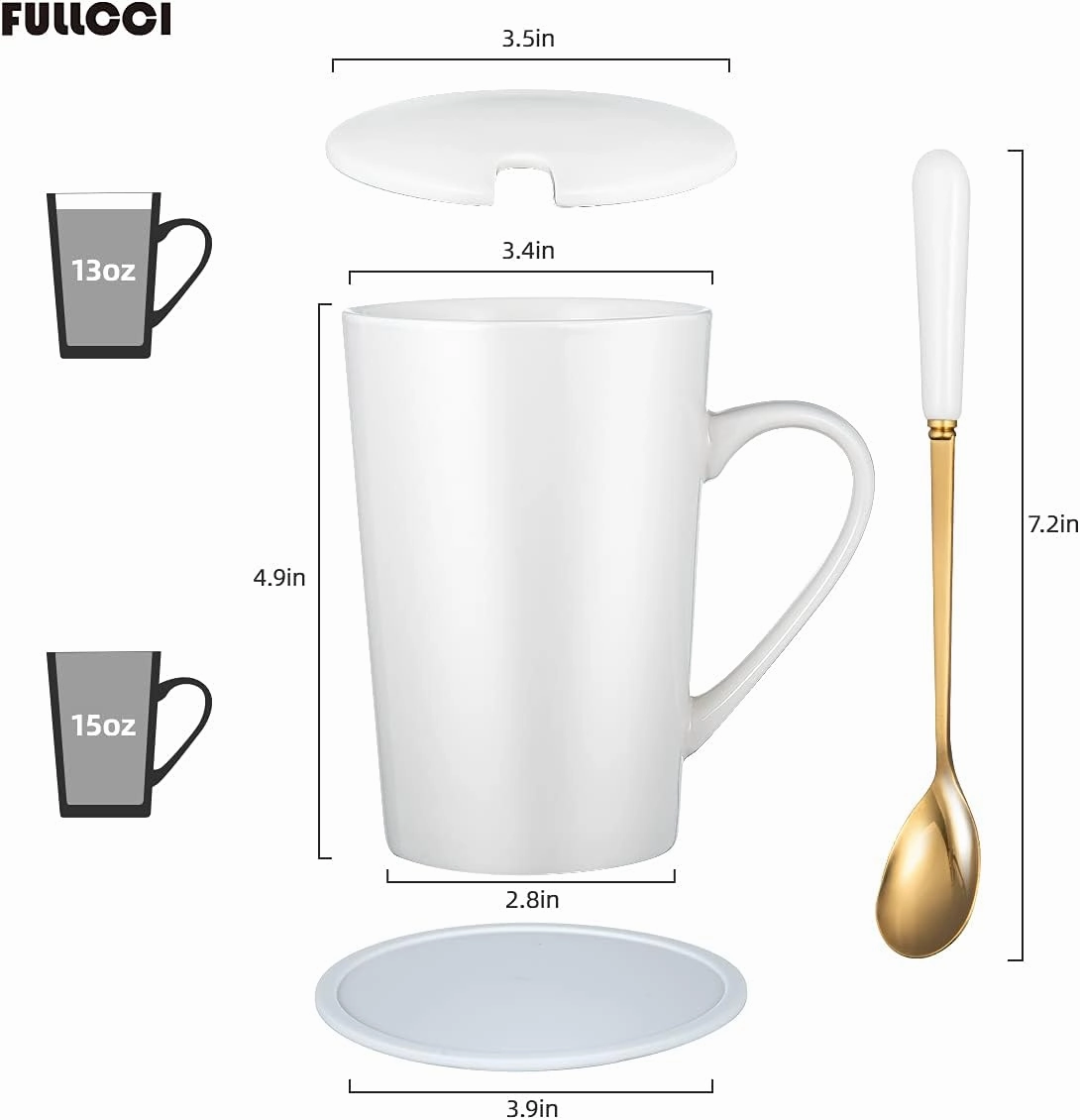 Fullcci-15oz Birthday Gift Creative Constellation Cancer Coffee Mug Set Capacity Upgrade Tea Cup for Cocoa Water Milk Juice (Cancer-White)