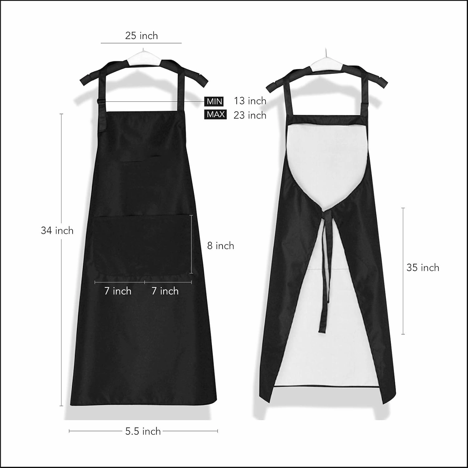 Funny Aprons Black Kitchen Chef Apron, 2 Pockets Adjustable Neck Strap for Cooking Baking BBQ Birthday Gifts