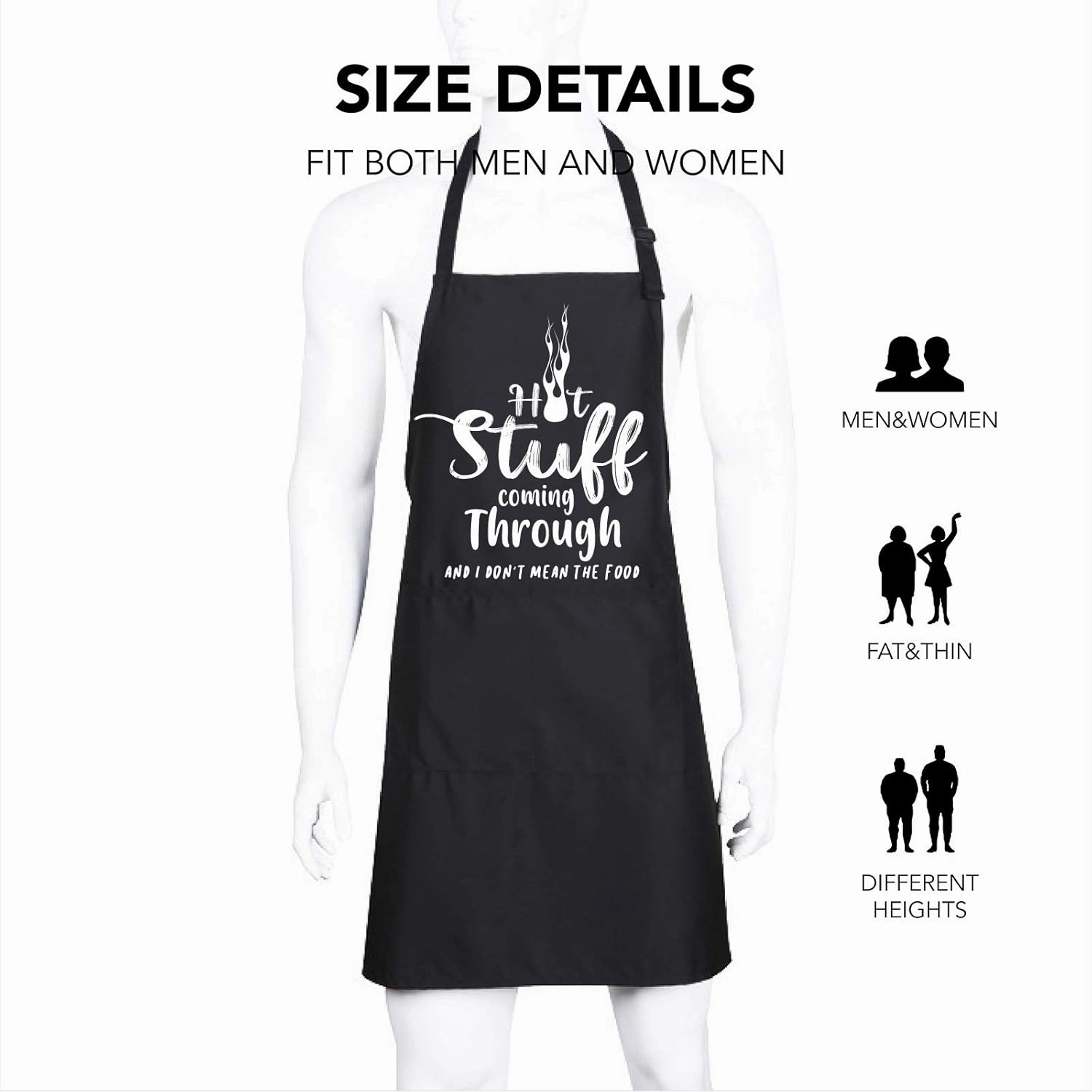 Funny Aprons Black Kitchen Chef Apron, 2 Pockets Adjustable Neck Strap for Cooking Baking BBQ Birthday Gifts