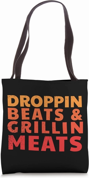 Funny Backyard BBQ Droppin Beats & Grillin meats Music Grill Tote Bag