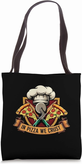 Funny Pizza Crust Chef Pun Design Tote Bag