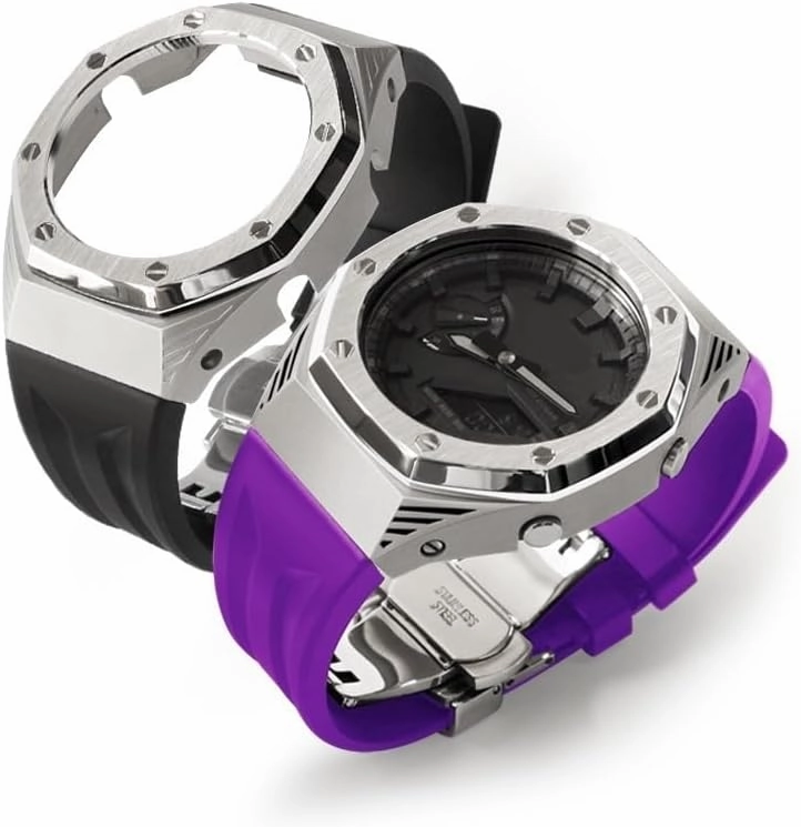GA2100 GA2110 GAB2100 GM2100 Kit for Watch Transparent Case Bezel and Fluororubber Watch Strap Band with Refit Watch Strap