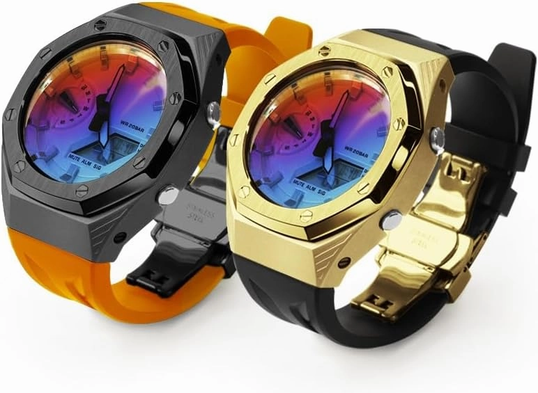 GA2100 GA2110 GAB2100 GM2100 Kit for Watch Transparent Case Bezel and Fluororubber Watch Strap Band with Refit Watch Strap