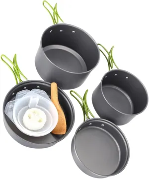 GANAZONO 1Set Outdoor Cooking Pot Set Portable Cookware for Camping and Picnics Lightweight and Tool for Includes Soup Spoon and Bowl