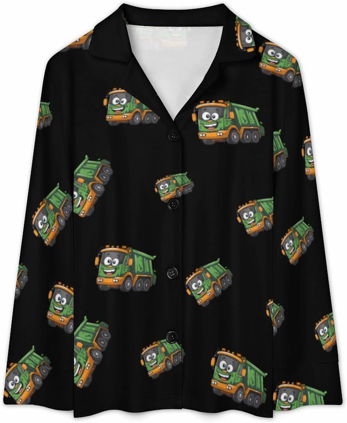 Garbage Truck Women's Pajama Set Novelty Long Sleeve Sleepwear Lounge