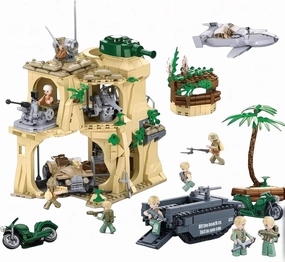General Jim's Battle of Iwo Jima WW2 Military Brick Building Set - 1,124 Pieces | Historical Building Block Model Set | Includes Bunker, Vehicles, Soldiers, and Accessories