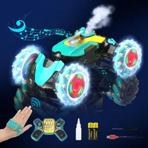 Gesture Sensing RC Stunt Car for Kids Aged 6-8, 2.4Ghz Hand Controlled 4WD Off Road 360 Rotation Drift Car with Spray Light Music