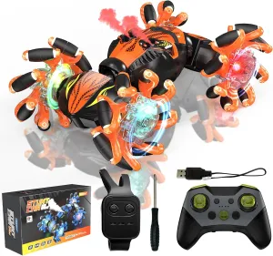 Gesture Sensing RC Stunt Car Toys for 6-12, Gesture RC Car with Spray Light Music, 360° Rotation Drift RC Cars, 4WD RC Stunt Car for 6 7 8 9 10 11 12 Years Old Kids Boys Birthday