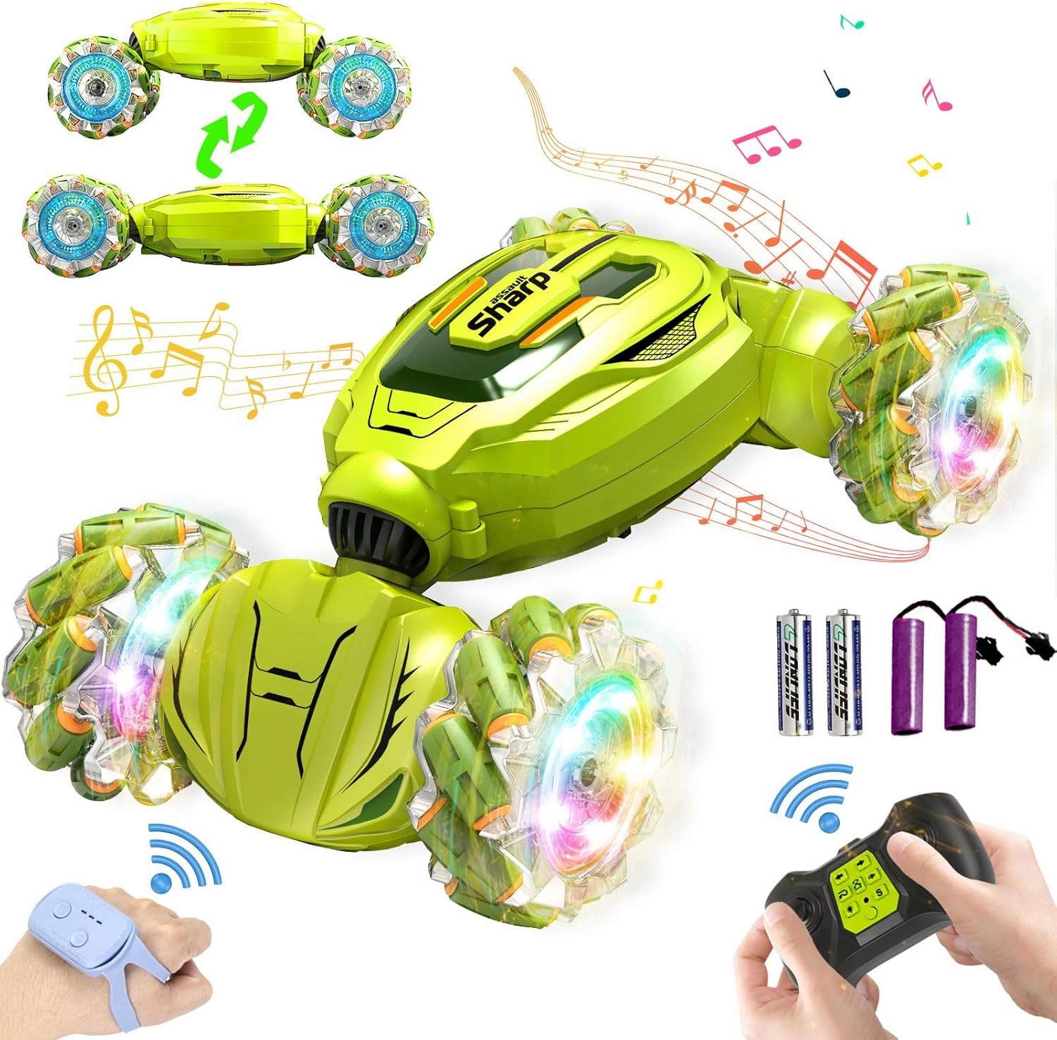 Gesture Sensing RC Stunt Car Toys for Boys 6-12 Years Old, 2.4GHz Hand Controlled Car with Light & Music 360° Rotation 4WD,Cool Birthday Gifts for Kids Aged 6 7 8 9 10 11 12 yr