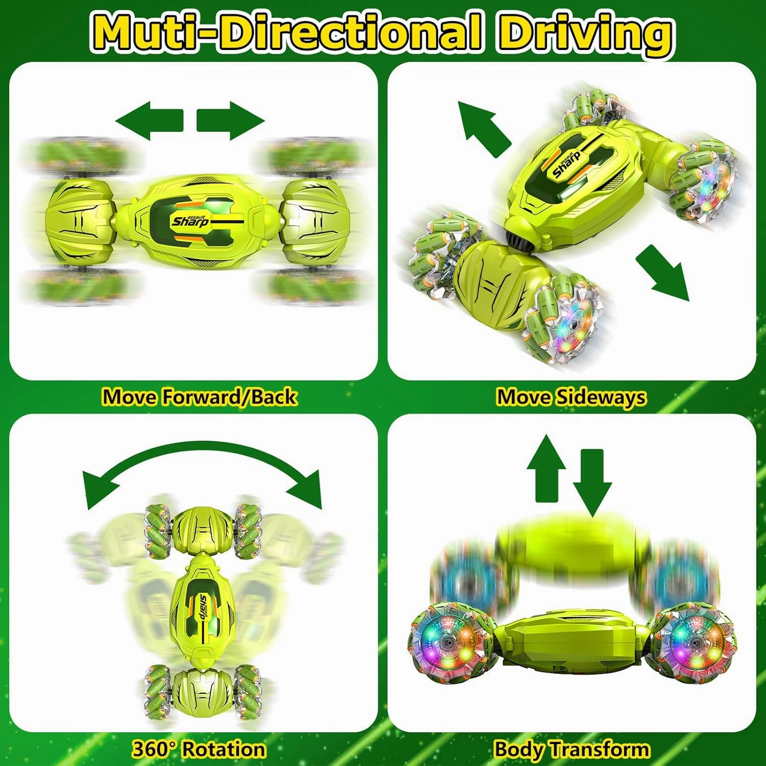 Gesture Sensing RC Stunt Car Toys for Boys 6-12 Years Old, 2.4GHz Hand Controlled Car with Light & Music 360° Rotation 4WD,Cool Birthday Gifts for Kids Aged 6 7 8 9 10 11 12 yr