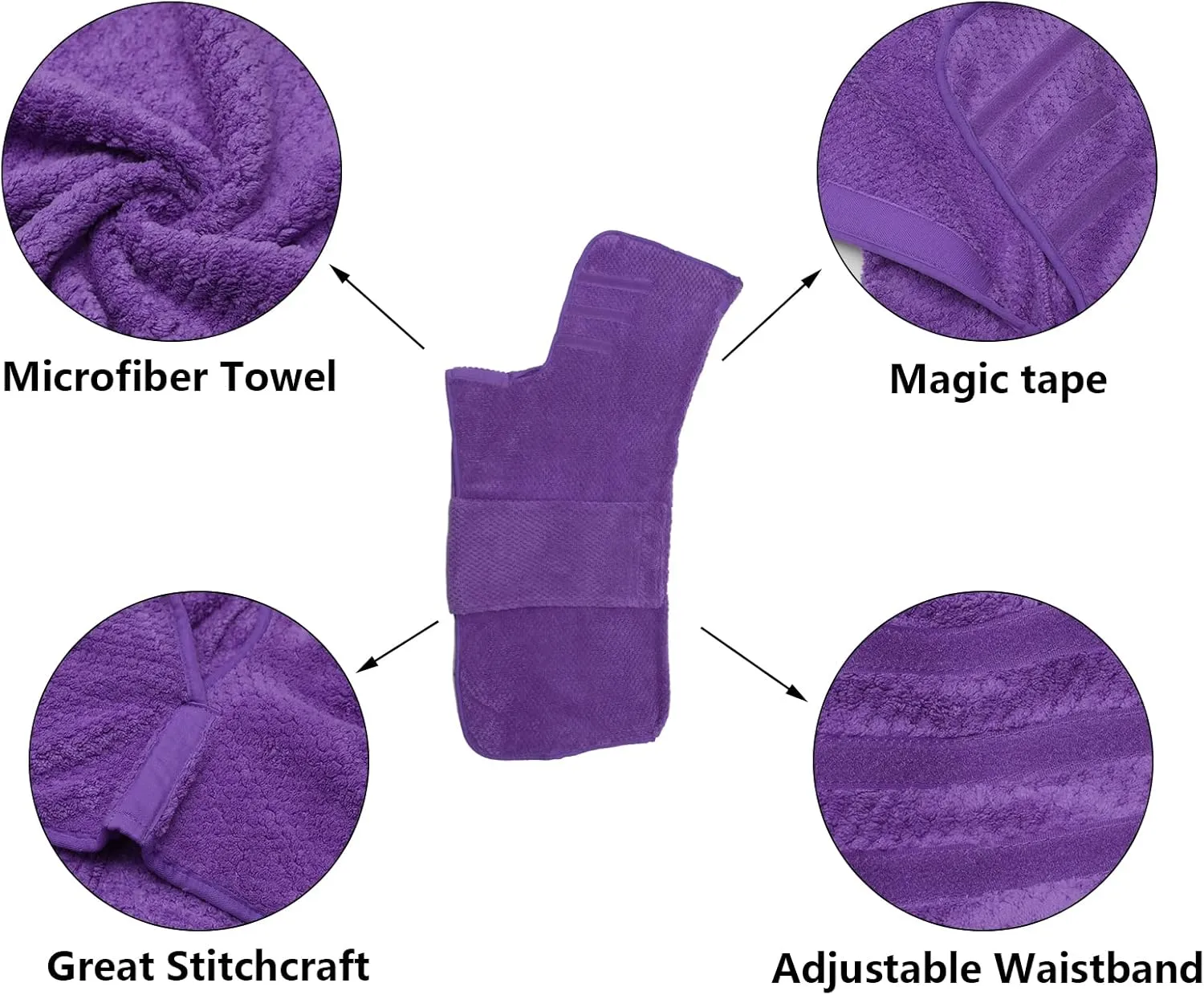 Geyecete Pineapple Grid Fast Drying Super Absorbent Dog Cat Bath Robe Towel - Purple-M
