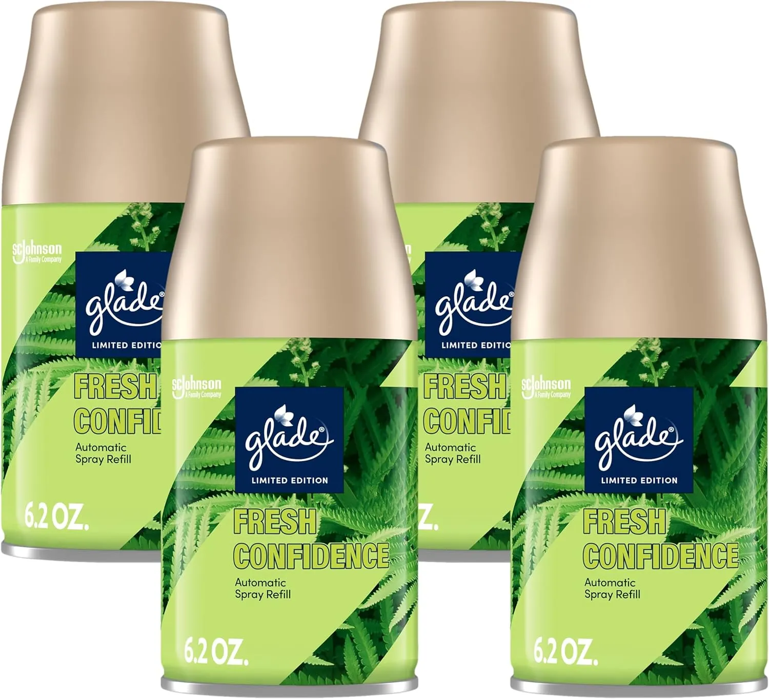 Glade Automatic Spray Refill, Air Freshener for Home and Bathroom, Fresh Confidence, 6.2 Oz (Pack of 4)